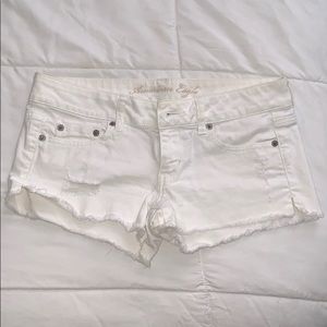 White American Eagle White Distressed Jean Shorts